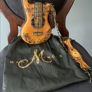 Mary Frances Brown Guitar Beaded Purse